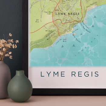 Framed And Personalised Lyme Regis Map Print, 4 of 7