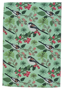 Green Tea Towel With Botanical Bird Design, 3 of 5