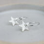 Sterling Silver Textured Star Charm Hoops, thumbnail 1 of 9