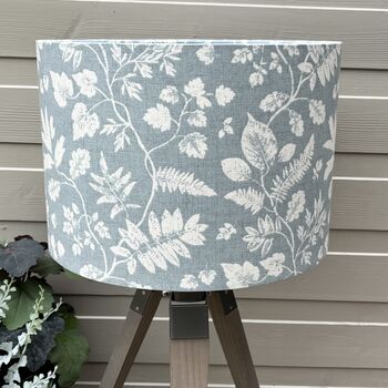 Bellever Mineral Blue Botanical Drum Lampshades, 6 of 9