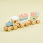 Personalised Wooden Train Pull A Long Toy With Blocks, thumbnail 1 of 4