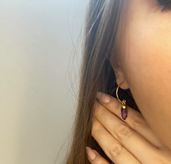 Gold And Purple Natural Spike Earrings, 3 of 5