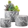 Set Of Three Cylinder Grey Marble Ceramic Plants Pot, thumbnail 6 of 7