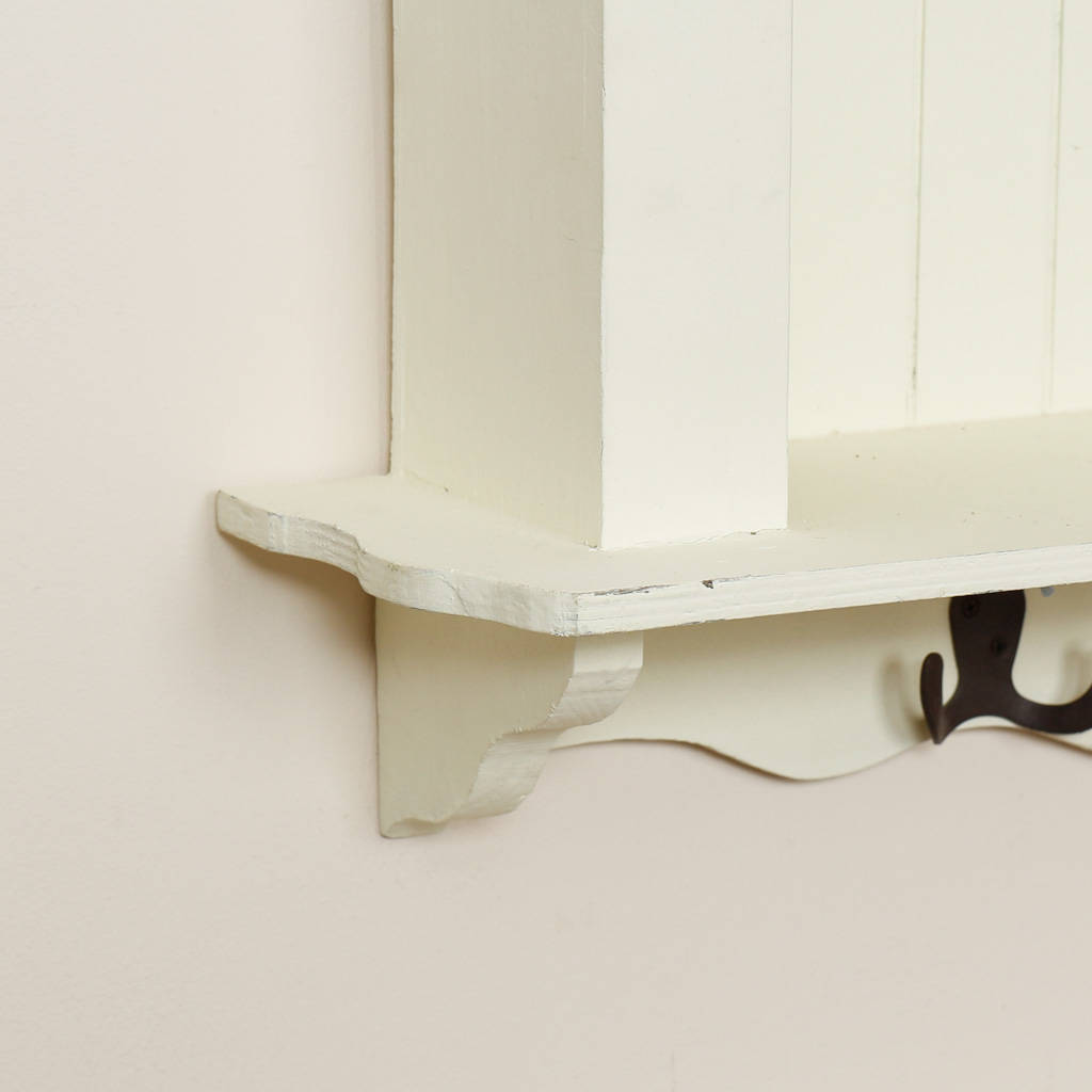 farmhouse country cream wall shelf with hooks by dibor