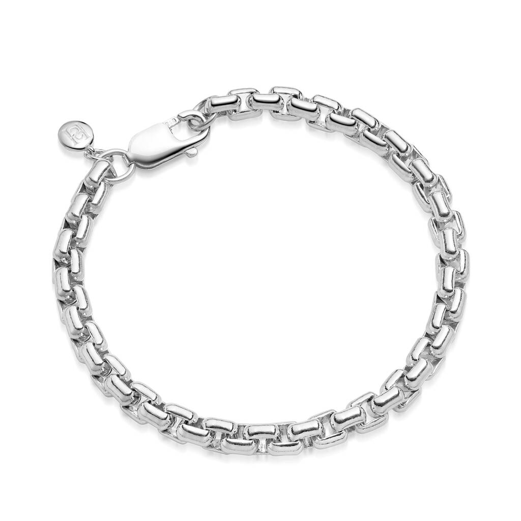 Sterling Silver Heavy Box Chain Bracelet By Hersey Silversmiths