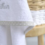 Personalised Christening Towel With Mink Trim, thumbnail 2 of 9