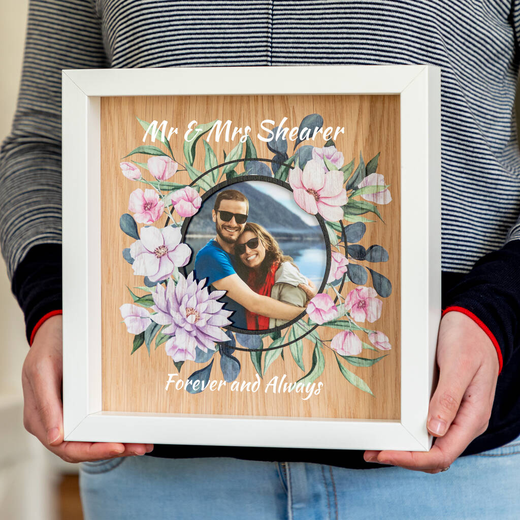 Personalised Floral Print Photo Frame By Mirrorin