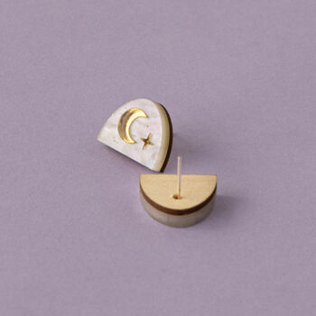 Moon Rising Arc Stud Sparkly Earrings, 3 of 6