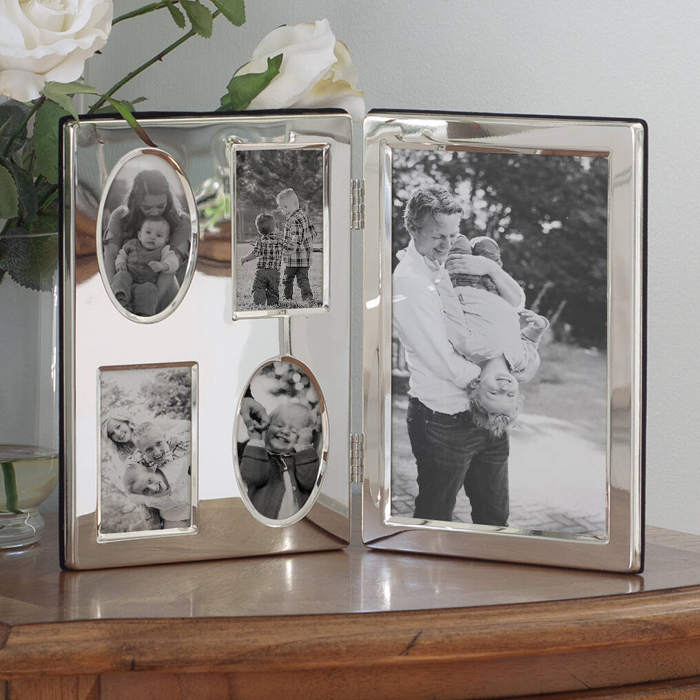 Mini Silver Folding Double Photo Frame By Jodie Byrne