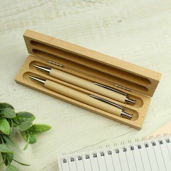 Personalised Botanical Wooden Pen And Pencil Set, 6 of 8