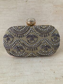 Gold Handcrafted Oval Clutch Bag, 4 of 5