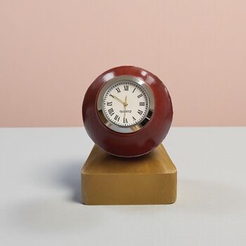 Cricket Ball Clock With Personalised Wood Plinth, 8 of 12