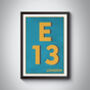 E13 East Ham Typography Postcode Print, thumbnail 6 of 11