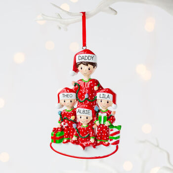 Personalised Single Dad And Children Christmas Decoration, 3 of 6