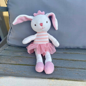 Knitted Newborn Rabbit Cuddly Toy, 2 of 3