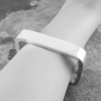 Rectangular Solid Sterling Silver Bangle, 2 of 4