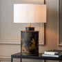 Japanese Black Hand Painted Metal Table Lamp Base, thumbnail 1 of 10