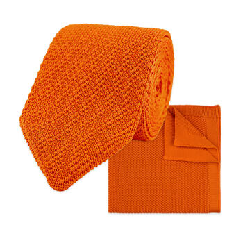 Orange Diamond End Knitted Neck Tie In 100% Soft Polyester, 11 of 11