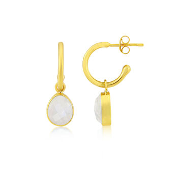 Manhattan Gold Plated And Moonstone Gemstone Earrings, 3 of 5