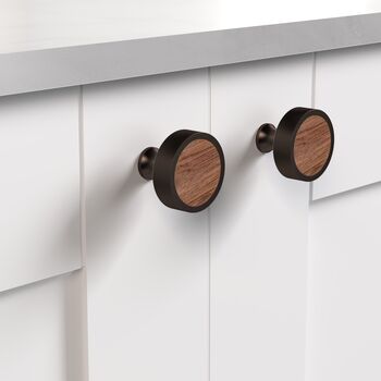 Solid Brass Bronze Cabinet Knobs With Wood Inserts, 5 of 7