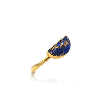18k Gold Vermeil Plated Lapis Lazuli Birthstone Ring, 3 of 4