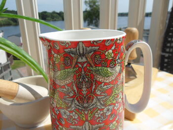 Medium China Jug In Red Strawberry Thief Design, 3 of 5