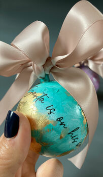 Personalised Gold Leaf Christmas Tree Bauble, 6 of 7