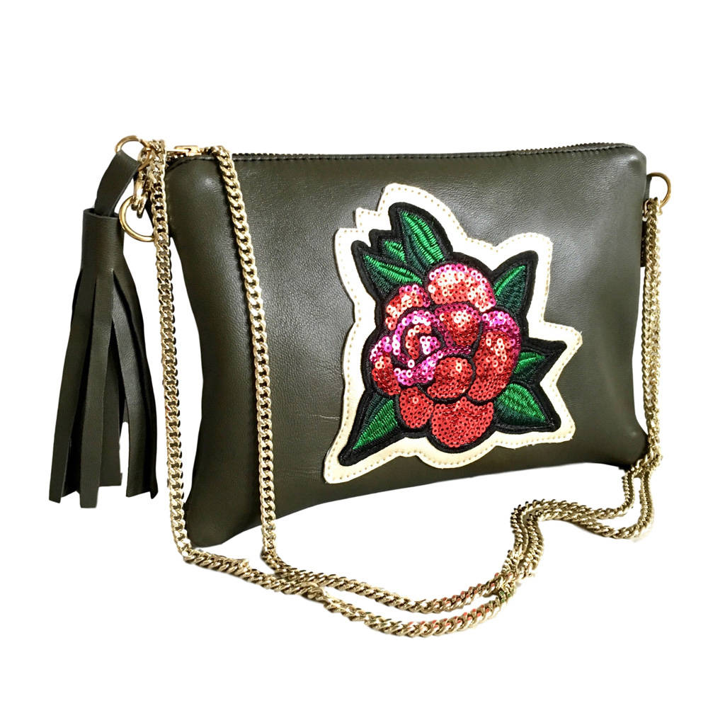 Leather Rose Sequined Bag By Louison d'Or | notonthehighstreet.com