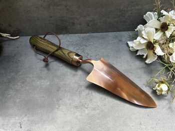 Garden Hand Trowel Steel Copper Blade With Wooden Handle Gift, 12 of 12