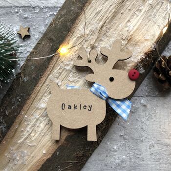 Personalised Baby's 1st Christmas 2023 Wooden Reindeer, 3 of 12