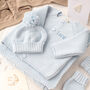 New Baby Boy Blanket, Cardigan, Hat And Mittens Gift Set, thumbnail 1 of 12