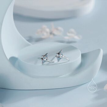 Manta Ray Fish Stud Earrings Sterling Silver, 4 of 10