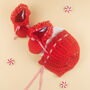 Handmade Cotton Bonnet And Booties Baby Set Red, thumbnail 1 of 2