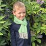 Children's Merino Lambswool Woven Green Scarf, thumbnail 1 of 2