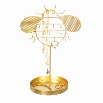 Gold Bee Jewellery Necklace Earrings Stand, 3 of 3