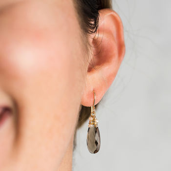Smoky Quartz Long Drop Earrings, 2 of 3