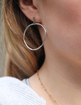 Sterling Silver Or Gold Vermeil Drop Hoop Earrings, 3 of 4