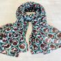 Brown And Turquoise Framed Flower Scarf, thumbnail 2 of 5