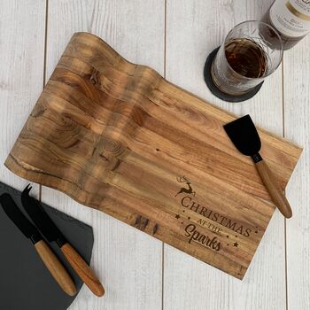 Personalised 'Christmas With' Acacia Wood Cheeseboard, 2 of 2