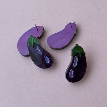 Aubergine Statement Stud Earrings, 3 of 4