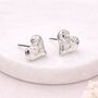 Silver Plated Hammered Heart Stud Earrings – 12mm, thumbnail 1 of 7