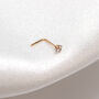 9ct Yellow Gold Clear 2mm Round Cz L Shaped Nose Stud, thumbnail 2 of 5