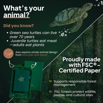 Green Turtle A6 Lined Journal With Strap, Bookmark And Pen Holder, 9 of 9