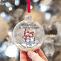 1st Christmas As A Family New Baby Snowman Glitter Glass Bauble, thumbnail 1 of 4