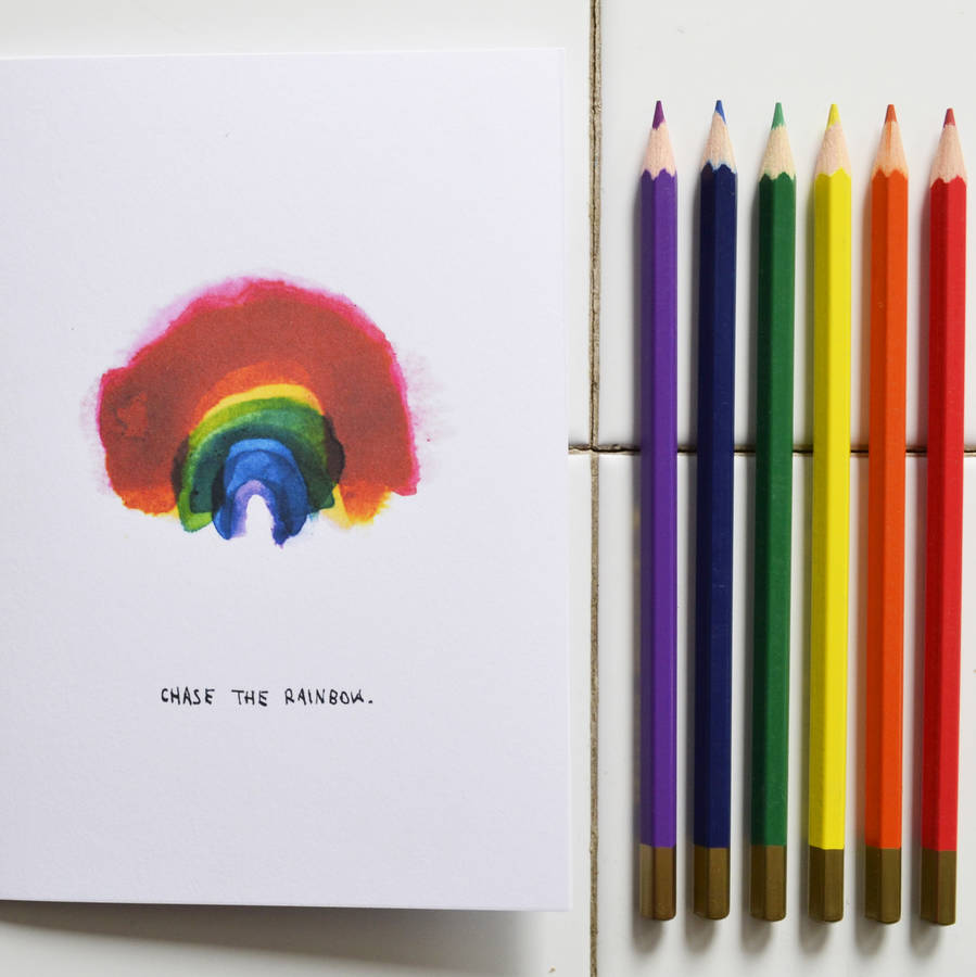 Chase The Rainbow Greetings Card By Blank Inside