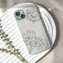 Line Art Peonies Phone Case, More Colours, thumbnail 1 of 3