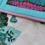 Table Runner With Green And Pink Floral Applique Leaves, thumbnail 6 of 6