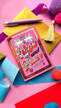 Love And Peace Gold Foiled Christmas Card, 3 of 4