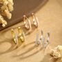 Sterling Silver Double Sided Cz Huggie Hoops, thumbnail 7 of 12