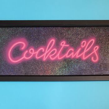 ‘Cocktails’ Reverse Glass Faux Neon Wall Art, 3 of 9